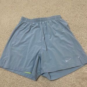 Nike running shorts lined, grey and neon yellow men’s small